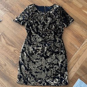 Black velour & gold sequin dress size large